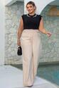 Calça Pantalona Plus Size Fivela - Nude