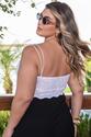 Cropped Plus Size Renda Branco