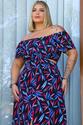 Vestido Plus Size Midi Com Fenda