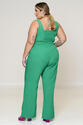 Conjunto Plus Size Cropped e Pantalona Verde