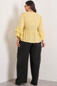 Blusa Plus Size Flora Decote V Amarela