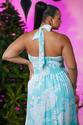 Vestido Plus Size Decote Azul Quadrado