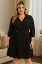 Vestido Chemise Plus Size Abotoamento Frontal - Preto