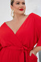 Macacão Plus Size Busto Transpassado Vermelho