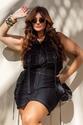 Conjunto Plus Size Bolsos Cargo Pesponto Preto