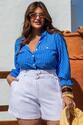 Camisa Plus Size Listras Itália Azul