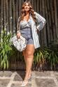 Short Plus Size Sarjado Cinza