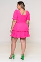 Vestido Plus Size Recortes Texturizado Pink