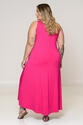 Vestido Plus Size Liso Midi Pink