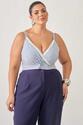 Camisa Com Top Plus Size Listrado Azul