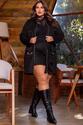 Conjunto Plus Size Casaco Utilitario e Saia - Preto