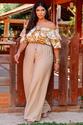 Calça Plus Size Pantalona Lisa Bege