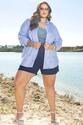 Camisa Plus Size Bordada Azul