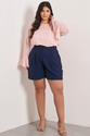 Blusa Plus Size Miche Manga Longa Rosa