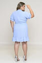 Vestido Plus Size Curto com Lastex Azul