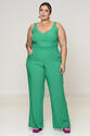 Conjunto Plus Size Cropped e Pantalona Verde