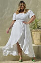 Vestido Plus Size com Cintura em Lastex Branco