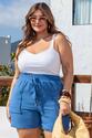 Conjunto Plus Size Kimono e Short Jacquard Azul