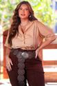 Camisa Plus Size em Tricoline Bege