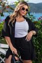 Conjunto Plus Size Kimono e Short Jacquard Preto