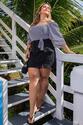 Cropped Plus Size Listrado Preto