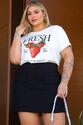 T-shirt Plus Size Algodão Strawberry