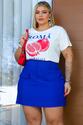 Saia Short Plus Size Alfaiataria Azul