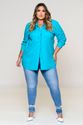 Maxi Camisa Plus Size em Linho Azul