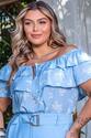 Blusa Ciganinha Plus Size Estampada Azul