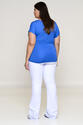 Blusa Plus Size Azul Mix de Tecidos
