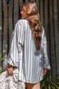 Camisa e Cropped Plus Size Listrado Cinza